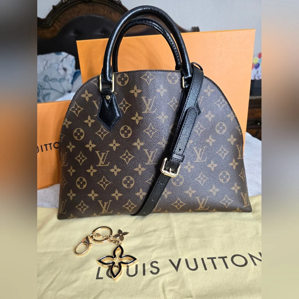 Louis Vuitton Brown Monogram Alma PM Satchel with Black Handles
